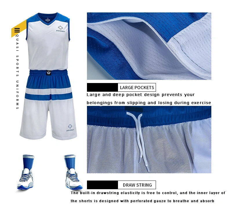 SGS Rigorer Sublimation Uniform Jersey Polyester Fabric Basketball Sports Wear for Men Breathable