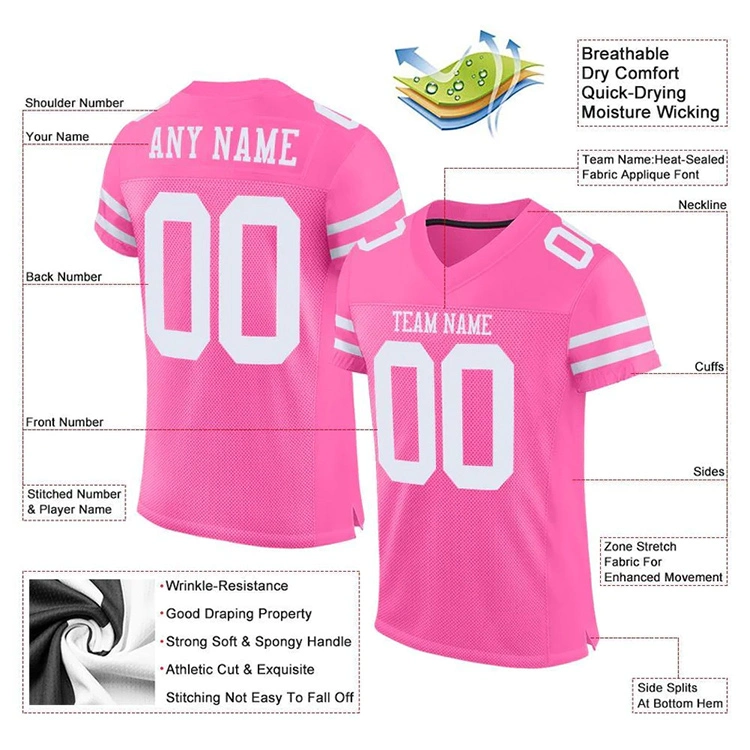 Custom Sublimation Pink American Football Jersey Team Women Men Design American Football Wear