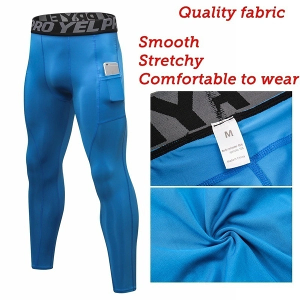 Men Fashion Pocket Pants Sports Leggings Compression Pants Jogging Running Fitness Exercise Gym Tights Trousers Sportswear Pocket Quick Dry Gym Wear