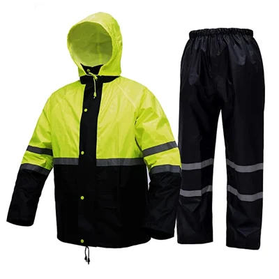 Men Safety Workwear High Vis Reflective Rain Suit Jacket Waterproof Rain Coat Motorcycle